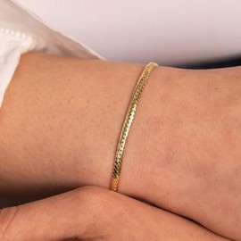 CAROVO Gold Bracelets for Women 14k Gold Plated Bracelets for Women Bracelets Sets Dainty Cuba snake Herringbone Paperclip Satellite Box Link Chain Anklet Bracelet Jewelry for Gifts.