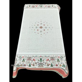 Tissus Toselli French Provencal Coated Tablecloth Edelweiss, Reindeer, Alps Holiday 59X79