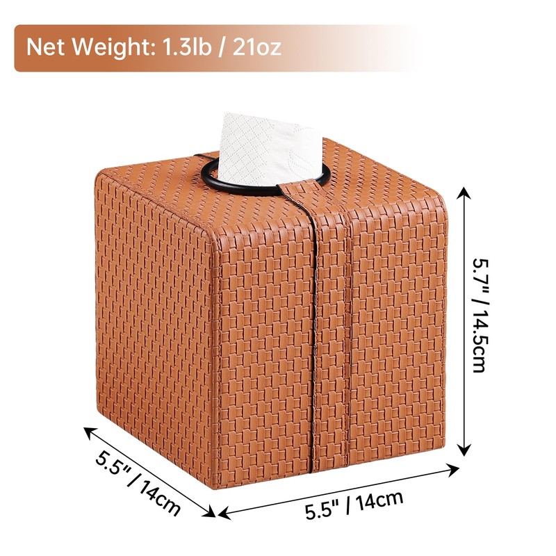 MEIBOOCH Square Tissue Box Cover with Magnetic Closure, Luxury PU