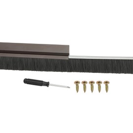 PATIKIL Door Brush Sweeps 0.39" Bristles x 47.24" Long, H-Shape Aluminum Alloy Holder Brush Sweep for Bottom of Door Seal Garage Weather Stripping, Brown/Black
