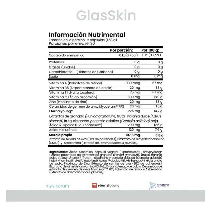 Cellx Glasskin Suplemento Para La Piel Con Myoceram