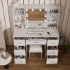 Yamissi Large Vanity Desk Set with LED Lighted Mirror Drawers