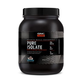 GNC AMP Pure Isolate | Fuels Athletic Strength, Performance and Muscle Growth | Fast Absorbing | 25g Whey Protein Iso with 5g BCAA | 28 Servings | Cookies & Cream