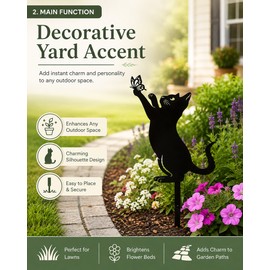 Metal Cat Garden Stakes for Outdoor Decor – Cute Cat Family Silhouette Yard Art for Lawn, Planters, Patio & Gift Giving