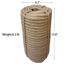 ILIKEEC Jute Rope 16mm, 100 Feet 6.2lb Thick Garden Jute Twine String for DIY Cat Scratcher, Gardening, Bundling and Wall Hanging Craft Decorative (Brown)