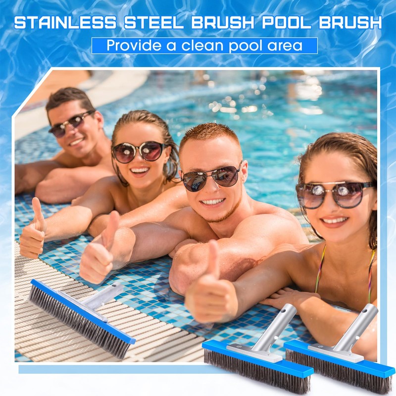 Gejoy 2 Pack 10" Stainless Steel Brush Pool Brush Head