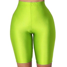 PESION Pantalones Cortos de Yoga para Mujer, Pantalones Cortos de Licra Sexy, Verde Neón, M