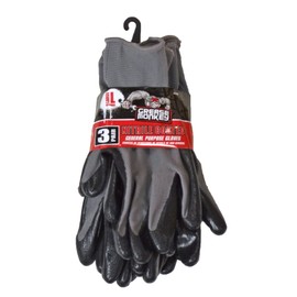 Grease Monkey Nitrile Coated 3Pk, Grey/Black, Large