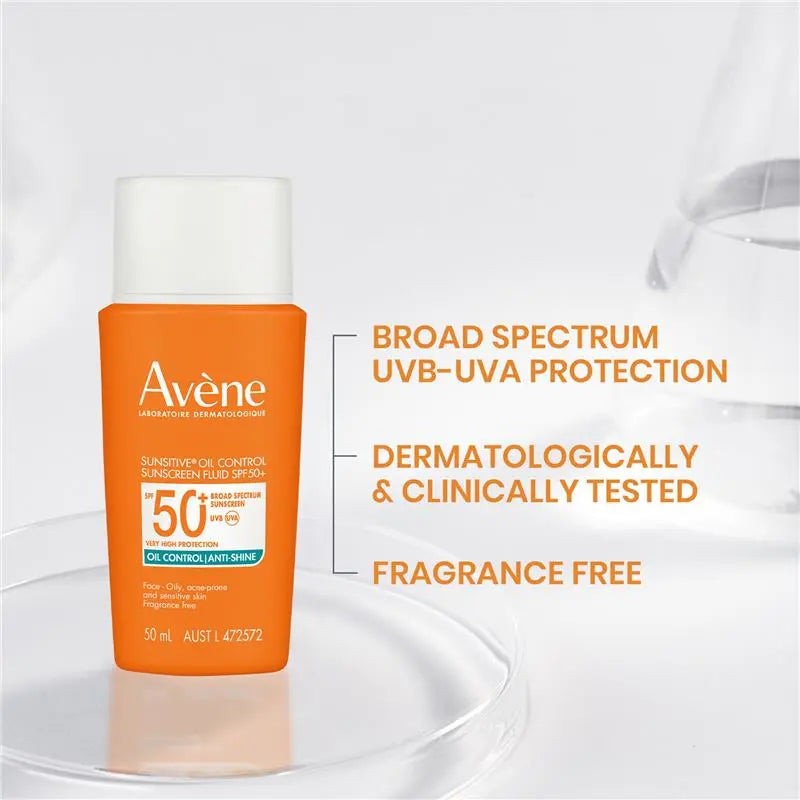 Avène Sunsitive Oil Control Sunscreen Fluid SPF50+ 50ml