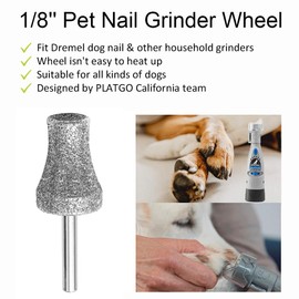 PLATGO Diamond Dremel Dog Nail Grinder FlashB, Dogs&Pets Nail Care, 1/8'' Pet Nail Grinder Wheel Work with Dremel Sanding Drums for Animals Nail Care & Home Grinder Tools