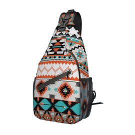 Crossbody Sling Aztec Style Pattern Backpack Chest Bag Waterproof Daypack Fanny Pack Cross Body Bag for Women Men Travel Shopping Leisure Sport