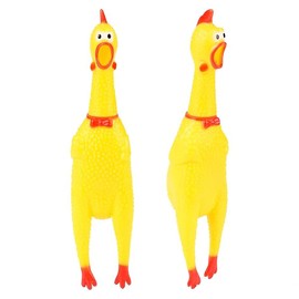 The Dreidel Company Rubber Screeching Chicken, Squeeze Chicken with Sound Toy, Practical Joke and Gag Toy, Party Favor Noisemaker (12 Inch)