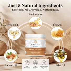 Vitality Extracts Frankincense Balm - 6oz, Boswellia Serrata, Beeswax, Olive Oil, Moisturizer for Dry, Cracked Skin, All Skin Types
