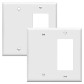 ENERLITES Combination Decorator Rocker/Blank Outlet Wall Plate, Standard Size, 2-Gang 4.50 inch x 4.57 inch Light Switch Cover, Polycarbonate Thermoplastic, UL Listed, 880131-W-2PCS, White (Pack of 2)