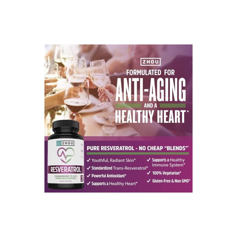 Resveratrol Supplement for Healthy Aging, Immune System Heart Health Support