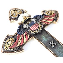 US Coast Guard Eagle Wings Wall Cross 14x 8 1/2 Inches