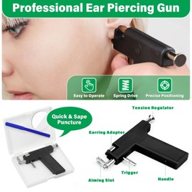 Evatage Resuable Ear Piercing Gun Kit, Professional Ear and Nose Piercing Kit Piercing Machine Tools Set for Salon and Home Piercing