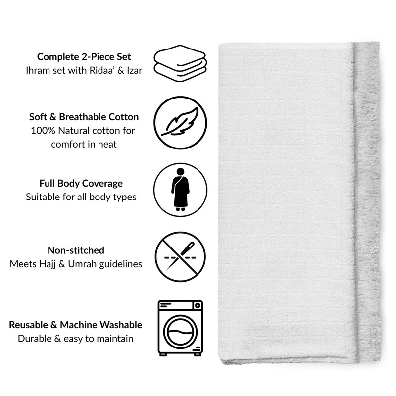 vereeo Premium Men's Ihram Set for Hajj & Umrah -