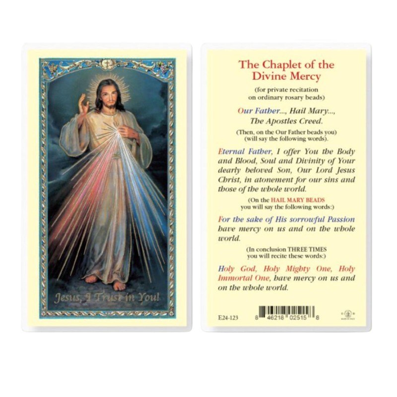 Holy Lines Laminated Divine Mercy Chaplet Prayer Card with Our