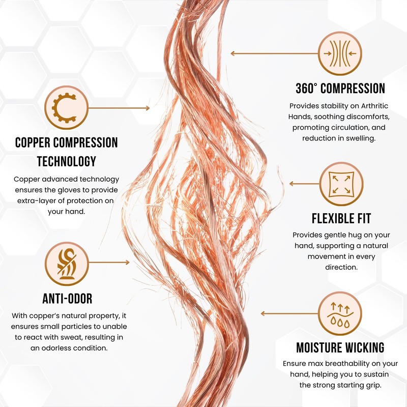 Copper Tech COPPERTECH Plus Womens Half Glove Worn ON Left