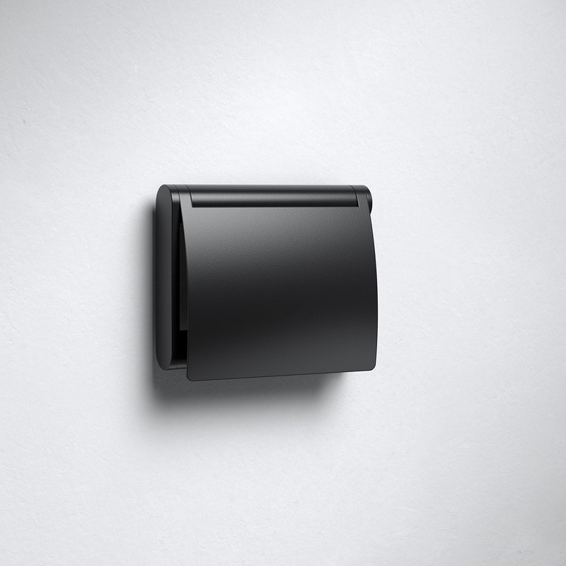 KEUCO Plan Black Selection Metal Toilet Roll Holder Matte Powder