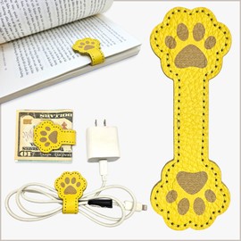 ALEACAR Magnetic Leather Bookmarks for Reading, Cute Dog Paw Shape Magnet Bookmark Clips for Women, Men, Kids, Magnetic Book Marks, Gifts for Book Lovers Teachers Students (Pollen)
