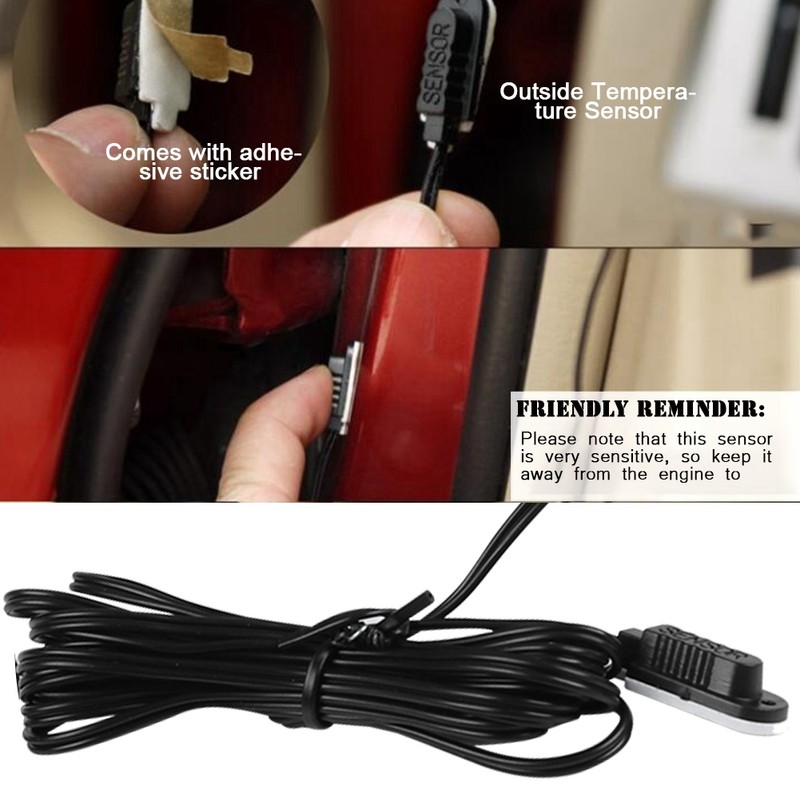 Luminous Clock Car Thermometer Temperature Display Voltage Monitor 12/24H Black