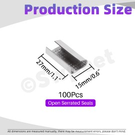 Swpeet 100Pcs 1/2" Packaging Open (Snap-On) Seals, Sturdy Metal Clips Banding Strapping Clips Strapping Metal Buckle for Strap Width Steel Strapping