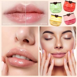 Deepmind- 4 piezas de bálsamo labial de abeja, mascarilla labial con tarro de miel, miel, fresa, sandía, manzana y lima, mascarilla labial con propóleo