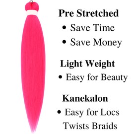 Rose Pink Braiding Hair Pre stretched Kanekalon Human Braiding Hair Box Braids Hair