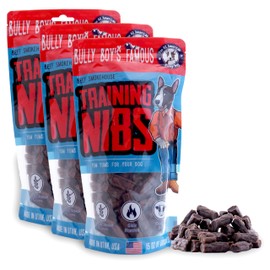 Bully Boy's Famous Beef Training Nibs Dog Treats | Free from Wheat, Corn, Soy, or Gluten | USA Sourced Ingredients | with Smokehouse Beef | Made in Utah | 15 oz - 3 Pack