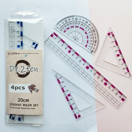 DY.2ten Geometry Set for Students, Maths Set, Protractor and Compass Set, Math Drawing Set, Geometry Compass Sets, Protactor Kit for Class Supplies and School, 6 Pcs