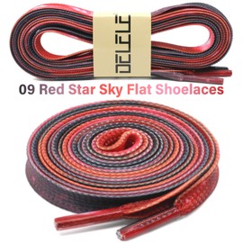 DELELE Flat Gradient Shoe Laces: Red Star Sky Print Shoelaces Sneakers 55 inch 2 Pair