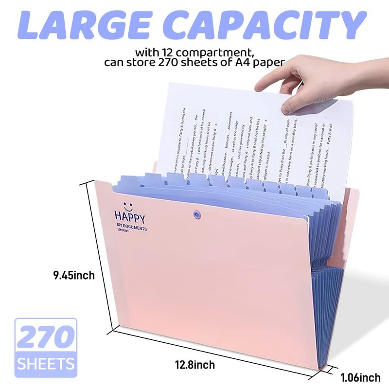 Document Folder, A4 Organiser Folder, Compartments Folder, High Capacity, Expandable,