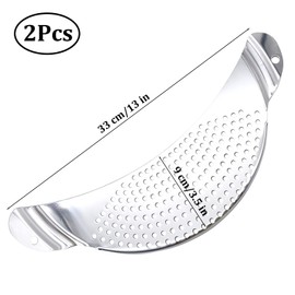 Pasta Strainer, Pack of 2 Pasta Strainers, Stainless Steel Draining Aid for Pots, Sturdy Sieve for Cooking Pots, Bowls, Pasta, Vegetables