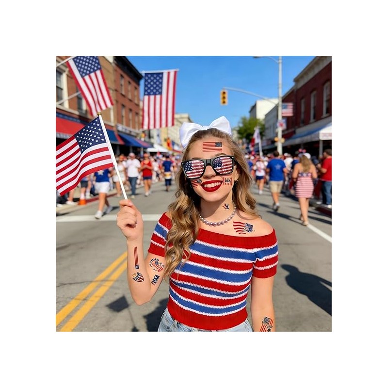 USA Soccer Fan Scarf Set 4-Pack - Patriotic Afro Wig,