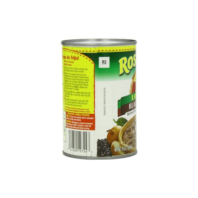 Rosarita Low Fat Refried Black Beans, 16 oz, 12 Pack