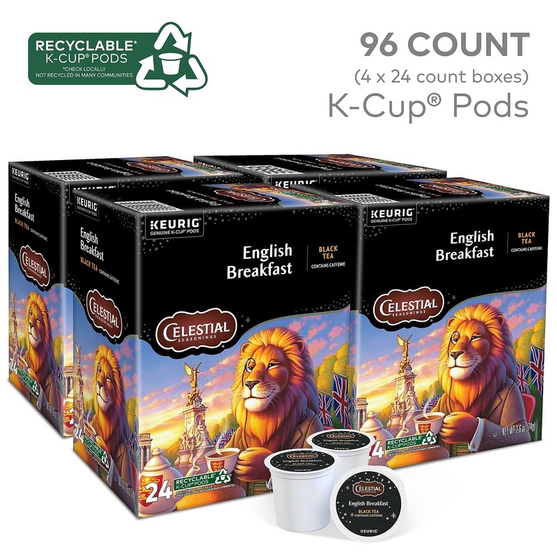 Celestial Seasonings® English Breakfast Tea Single-Serve K-Cup®, Carton Of 96