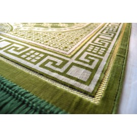 Interway Trading Large Velvet Turkish Prayer Rug Mat - Green Ramadan Eid Sajadah, Namaz Janamaz Carpet Permadani Permaidani (PrayerRug6-2)