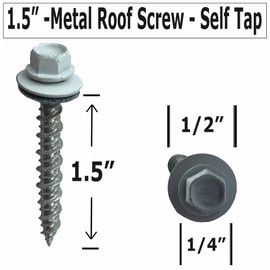 Metal Roofing Screws-#10 x 1.5” – Self Tapping Hex Head with EPDM Rubber Washer – for Metal to Wood, Corrugated Roofing, Siding, Sheds, Pancake Screw - ¼” Hex Drive Easy Installation - White