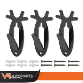 3PCS Black European Deer Antelope Antler Style Mount Skull Wall Hanger Hook New