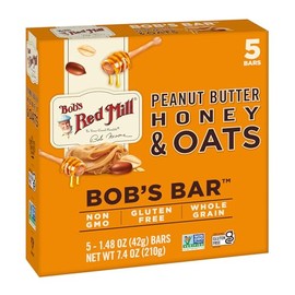 Bob's Red Mill 5pk PB Honey & Oats Bar, 5 bars (Pack of 1) - Non GMO, Gluten Free, Kosher