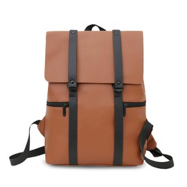 FANDARE Laptop Travel Backpack for Men Vintage PU Leather 12.9 inch Laptop Work Daypacks Brown
