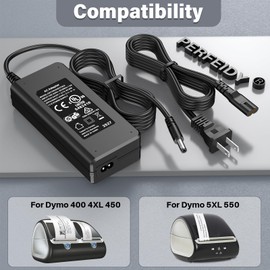 Charger Power Cord for Dymo Labels Printer 400 4XL 450 5XL 550,24V UL Power Supply for Dymo Label Thermal Twin Turbo Duo Labels Printer 1752264 153434 93089 LabelWriter