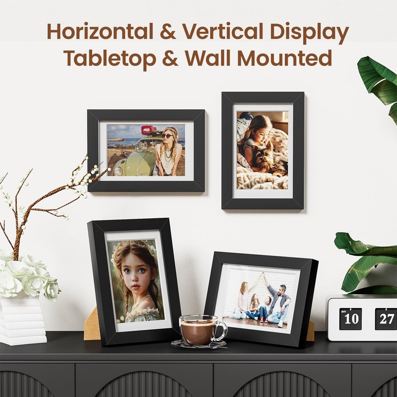 Heimlove 5x7 Black Picture Frame,Black 5 x 7 Photo Frames