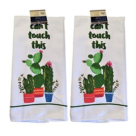 Hand Towel Set 2 Pack Decorate Your Kitchen Décor – Home Décor -Bath Towels Kitchen Linens (Can't Touch This Cactus)