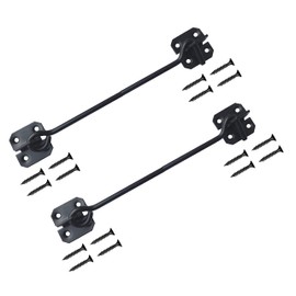 TERF® 200mm Heavy Duty Antique Black Wire Cabin Door Hook and Eye Lock 200mm (8 inch) Cabinet Latch Catch including Fixing Screw For Door Gate Window Closet Shed Latch - Pack of 2
