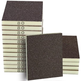 Necosthua 16PCS 80 Grits Sanding Sponge Coarse Sanding Block，Washable and Reusable Wet Dry Sandpaper Sponge， Sander Sponges for Wood Drywall Metal Wood