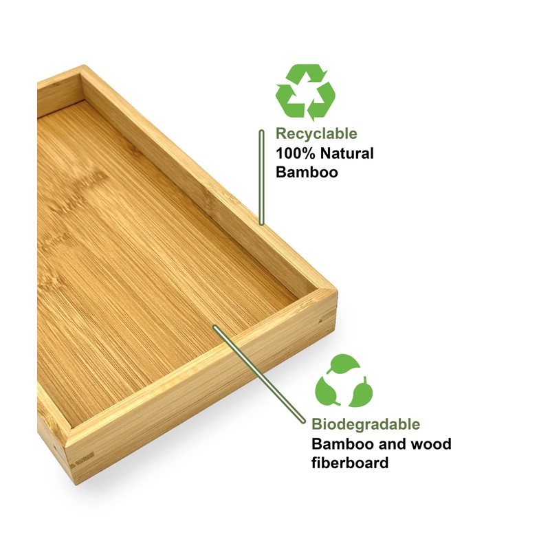 Bam & Boo Natural Bamboo Serving Tray Modern Rectangular (Bamboo,