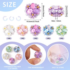 Beadthoven 5pcs 20mm Pearl Flower Focal Beads for Pens, Polymer Clay Rhinestone Beads with Cat Eye Crystal Stone Bling Gems Fancy Diamond Beads for Keychain Necklace Bracelets Jewelry Making DIY